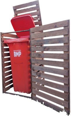 Бокс для мусорного контейнера Четыре Солнца Деревянный