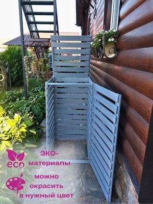 Бокс для мусорного контейнера Четыре Солнца Деревянный