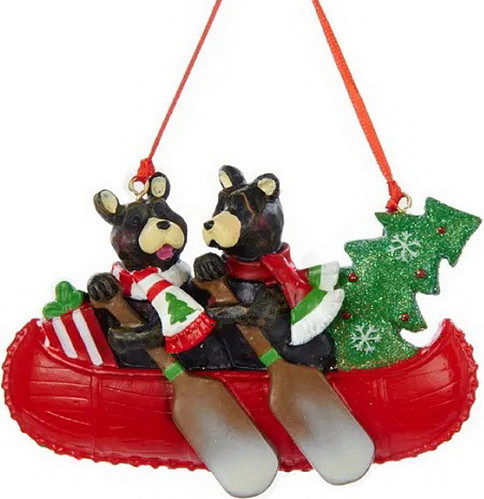 Елочная игрушка Kurt S. Adler Мишки на каноэ с елкой / D2473 - фото