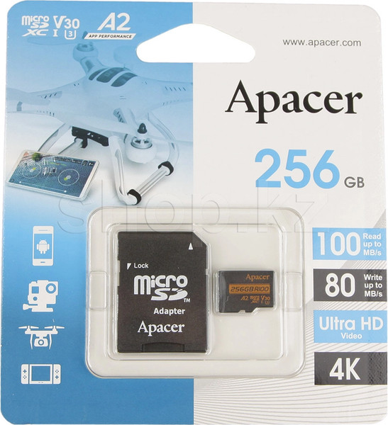 Карта памяти Apacer MicroSDXC 256GB с адаптером (AP256GMCSX10U8-R)