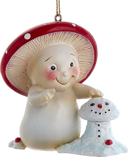 Елочная игрушка Kurt S. Adler Грибочек лепит снеговика / MLM0011_1 - фото