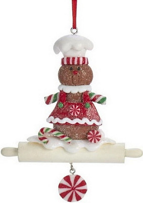 Елочная игрушка Kurt S. Adler Пряничный человечек на скалке / D3635 - фото