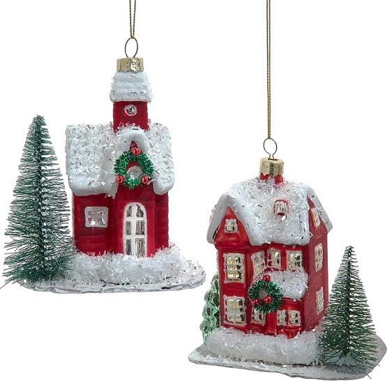 Елочная игрушка Kurt S. Adler Домик с елочкой / F2337