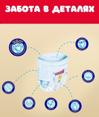 Подгузники-трусики детские Goo.N Premium Soft 4 L 9-14кг 