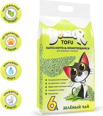Наполнитель для туалета Doyzer Tofu Зеленый чай Комкующийся