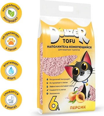 Наполнитель для туалета Doyzer Tofu Персик Комкующийся