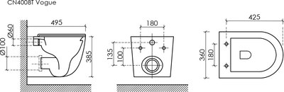 Унитаз подвесной Ceramica Nova Vogue CN4008TMB