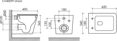 Унитаз подвесной Ceramica Nova Union CN4009T