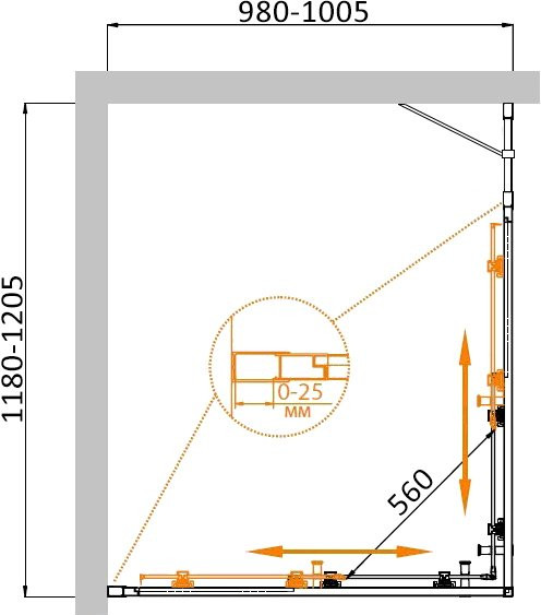 Душевой уголок Cezares MOLVENO-AH-21-100+20-C-GM-IV