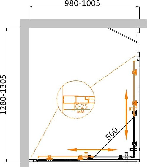 Душевой уголок Cezares MOLVENO-AH-21-100+30-C-GM-IV