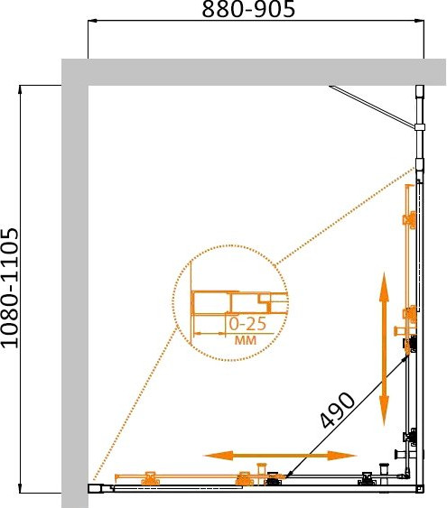 Душевой уголок Cezares MOLVENO-AH-21-90+20-C-GM-IV