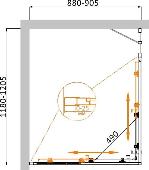 Душевой уголок Cezares MOLVENO-AH-21-90+30-C-GM-IV