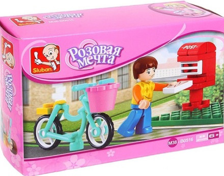 Конструктор Sluban Розовая мечта. Курьер на велосипеде M38-B0516 / 1277357 - фото