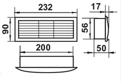 Решетка вентиляционная Семь ветров 204x60 / 871