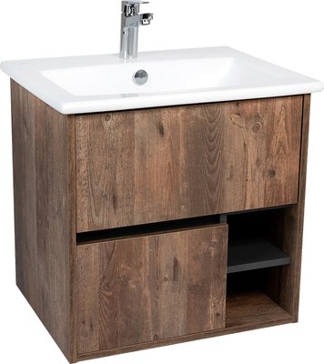 Тумба с умывальником Viant Люксембург Элина 60 / VLUX60ELD-T2YP (дерево)+1WH501606 - фото