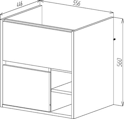 Тумба с умывальником Viant Люксембург Элина 60 / VLUX60ELD-T2YP (дерево)+1WH501606