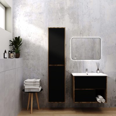 Тумба с умывальником Viant Люксембург Элина 60 / VLUX60ELCH-T2YP (черный)+1WH501606