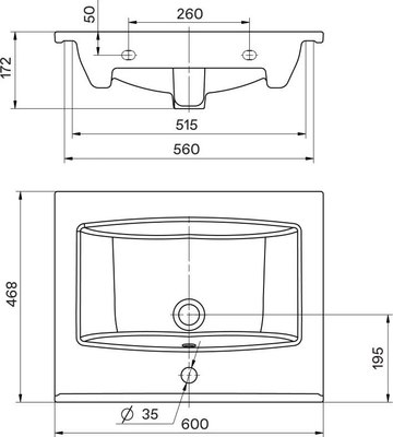 Тумба с умывальником Viant Люксембург Элина 60 / VLUX60ELCH-T2YP (черный)+1WH501606