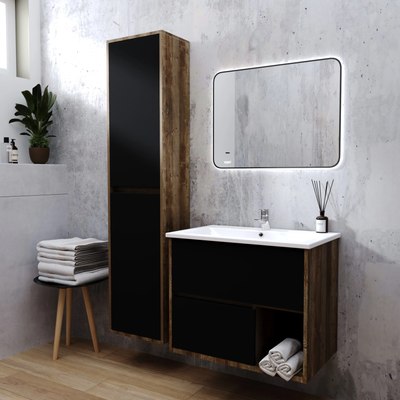 Тумба с умывальником Viant Люксембург Элина 75 / VLUX75ELCH-T2YP (черный)+WH501619