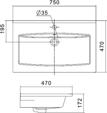 Тумба с умывальником Viant Люксембург Элина 75 / VLUX75ELCH-T2YP (черный)+WH501619