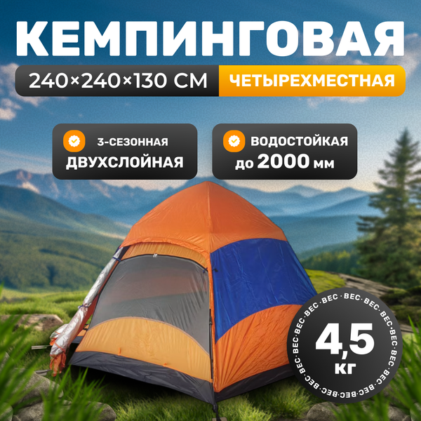 Палатка Sundays ZC-TT103-4 (синий/оранжевый) - фото