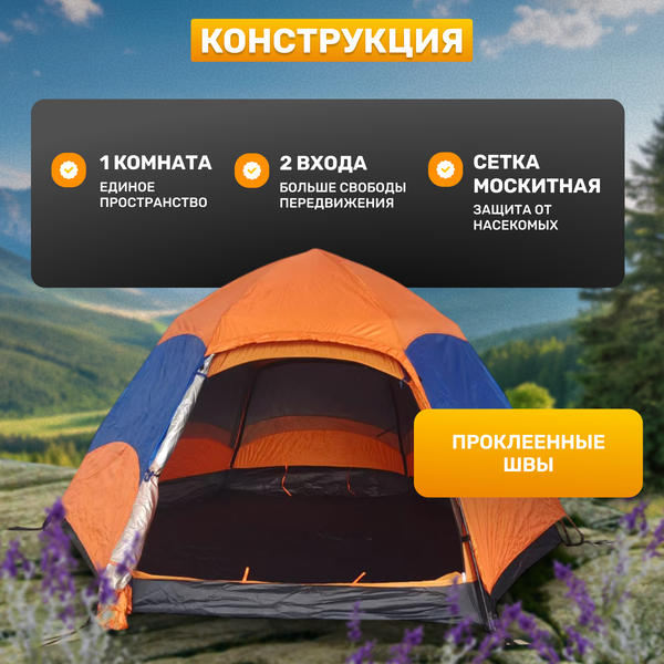 Палатка Sundays ZC-TT103-4 (синий/оранжевый)