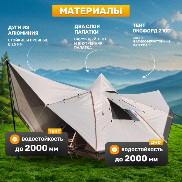 Палатка Sundays ZC-TT106 (коричневый/желтый)