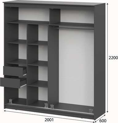 Шкаф-купе NN мебель К №25 2.0м Блэк Лайт