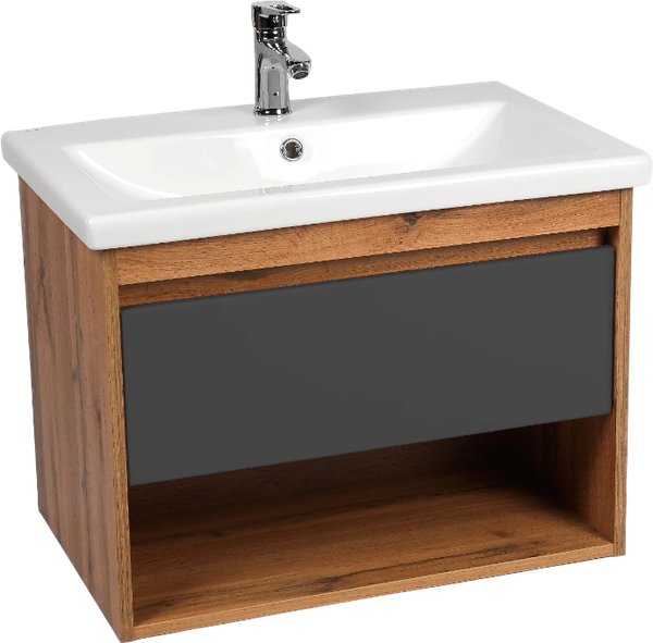 Тумба с умывальником Viant Бостон Como 60 / VBOS60COG-T1YP+S-UM-COM60/1-w - фото