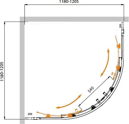 Душевой уголок Cezares MOLVENO-R-22-100+20-C-GM-IV
