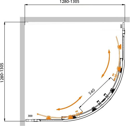 Душевой уголок Cezares MOLVENO-R-22-100+30-C-GM-IV