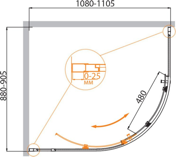 Душевой уголок Cezares MOLVENO-RH-1-110/90-C-GM-IV