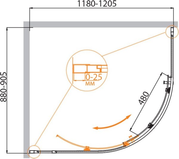 Душевой уголок Cezares MOLVENO-RH-1-120/90-C-GM-IV