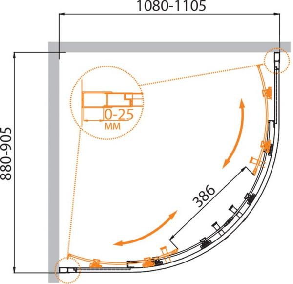 Душевой уголок Cezares MOLVENO-RH-2-110/90-C-GM-IV