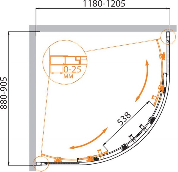 Душевой уголок Cezares MOLVENO-RH-2-120/90-C-GM-IV