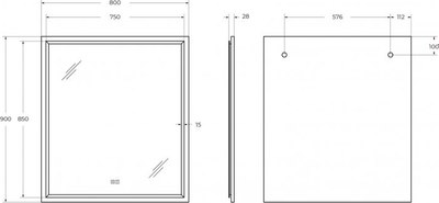 Зеркало Cezares CZR-SPC-INT-800-900-LED-TCH-WARM-BL