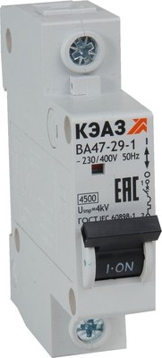Выключатель автоматический КЭАЗ ВА47-29-1B25-УХЛ3 (4.5кА) / 318184 - фото