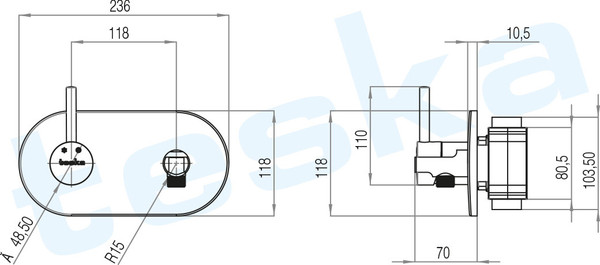Гигиенический душ со смесителем Teska Alia BTK6600