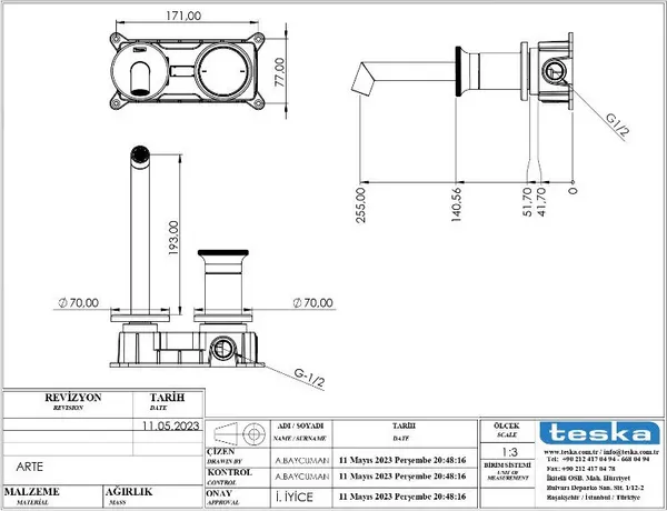 Смеситель Teska Arte E5506