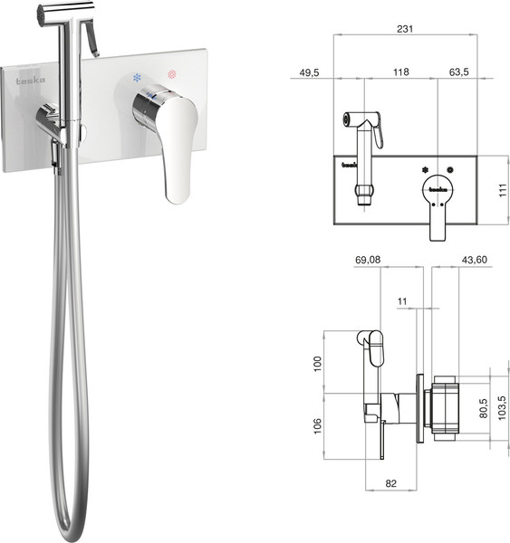Гигиенический душ со смесителем Teska Elsa BTK6410W