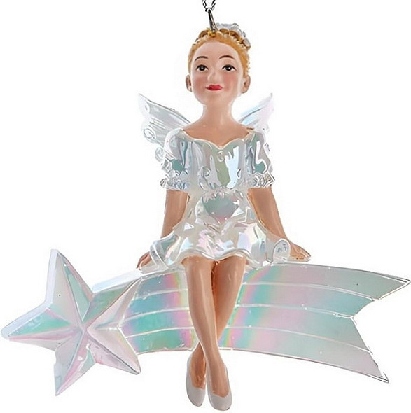 Елочная игрушка Kurt S. Adler Белая фея на звезде / E0938_2 - фото