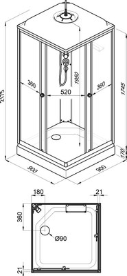 Душевая кабина Triton Вельвет-К 90х90 А
