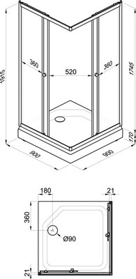Душевой уголок Triton Вельвет-К 90х90 А