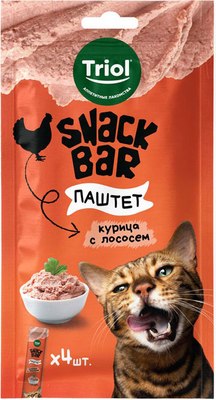 Лакомство для кошек Triol Snack Bar Паштет из курицы с лососем / 20171054 - фото