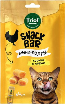Лакомство для кошек Triol Snack Bar Мини-роллы из курицы с сыром / 20171047 - фото