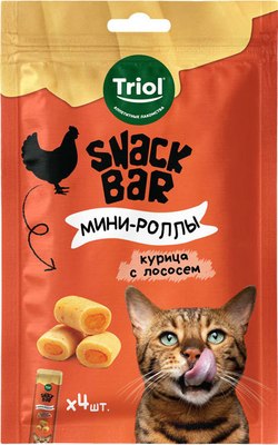 Лакомство для кошек Triol Snack Bar Мини-роллы из курицы с лососем / 20171048 - фото
