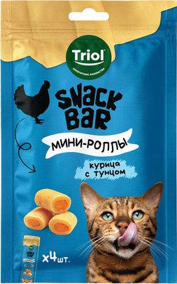 Лакомство для кошек Triol Snack Bar Мини-роллы из курицы с тунцом / 20171049 - фото