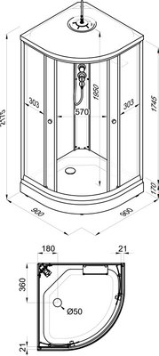 Душевая кабина Triton Грэй-Вайт А 90х90