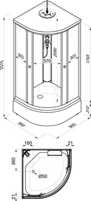 Душевая кабина Triton Грэй-Вайт B 90х90