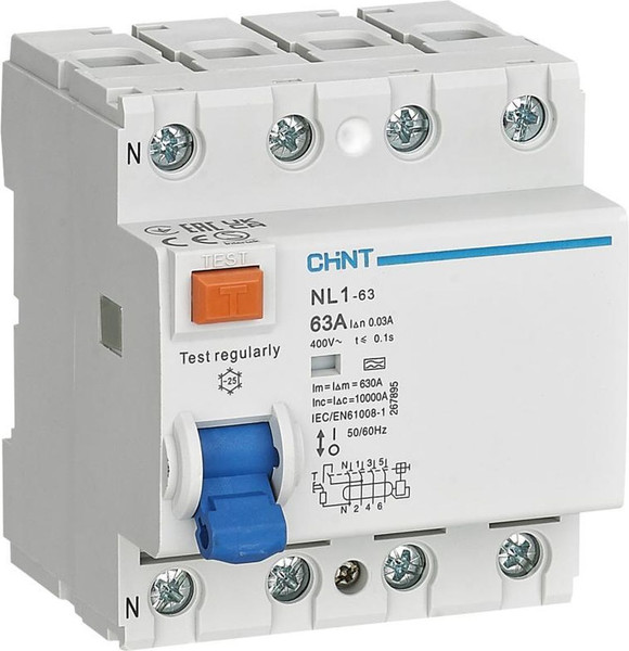 Устройство защитного отключения Chint 4п 63А 300мА тип AC 6кА NL1-63 (R) / 200231 - фото